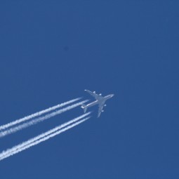 Airplane leaving trails