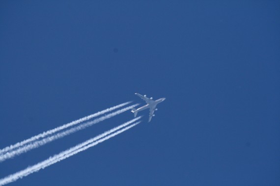 Airplane leaving trails